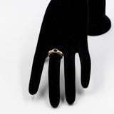 Anello vintage in oro giallo 14k con zaffiro e pietre bianche, anni '70
