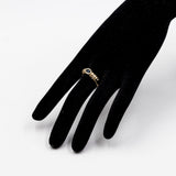 Anello vintage in oro giallo 14k con zaffiro e pietre bianche, anni '70