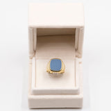 Anello vintage in oro giallo 14k con agata, anni '50/'60