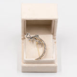 Spilla antica in oro giallo 18k a mezza luna con diamanti di taglio rosetta