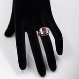 Anello vintage in oro giallo 9k con ametista (1.80ct), anni '70