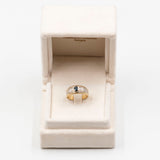 Anello vintage in oro giallo 18k con zaffiro e diamanti (0,16ctw), anni '70