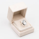 Anello vintage in oro bianco 14k con acquamarina (10ct), anni '80