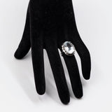 Anello vintage in oro bianco 14k con acquamarina (10ct), anni '80