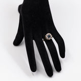 Anello vintage a margherita in oro giallo 14k con zaffiro (0,60ct) e diamanti (0,64ctw), anni '70