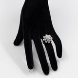 Anello a fiocco di neve vintage in oro bianco 14k con diamanti (2,59ctw), anni '70