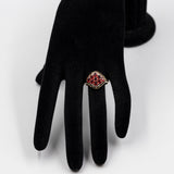 Anello vintage in oro giallo 9k con topazi rossi (1,30ctw)