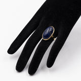 Anello vintage in oro giallo 18k con lapislazzulo, anni '80