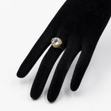 Anello vintage in oro giallo 14k con acquamarina (3ct), anni '70