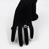 Anello vintage a margherita in oro bianco 14k con zaffiro (0,30ct) e diamanti (0,80ctw)