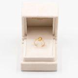 Anello vintage in oro giallo 9K con quarzo citrino di taglio a goccia