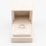 Anello vintage in oro giallo 9K con spinelli (0.24ctw ca.) e diamanti (0.16ctw ca.)
