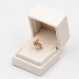 Anello antico borbonico in oro giallo 14k con turchese e perline