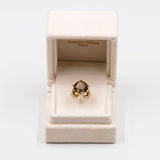 Anello da cocktail in oro giallo 8k con quarzo fumè, anni '50