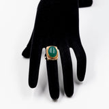 Anello in oro giallo 8k con crisoprasio, anni '70