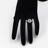Anello vintage in platino 850 con zaffiro (1,10ct) e diamanti (0,63ctw)