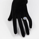 Anello vintage in platino 850 con zaffiro (1,10ct) e diamanti (0,63ctw)