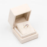 Anello vintage in oro bianco 14k con rubino e diamanti