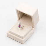 Anello antico contrarie in oro bianco 18k con rosa di diamante (0,25ct) e rubino (0,70ct) , anni '30