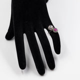 Anello antico contrarie in oro bianco 18k con rosa di diamante (0,25ct) e rubino (0,70ct) , anni '30