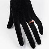 Anello vintage in oro giallo 9k con opali di fuoco e diamanti