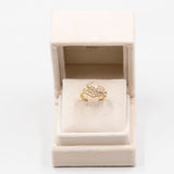 Anello vintage asimmetrico in oro giallo 14k con diamanti (0,80ctw), anni '70