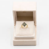 Anello vintage in oro giallo 8k con spinelli verdi