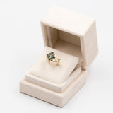 Anello vintage in oro giallo 8k con spinelli verdi
