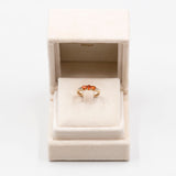 Anello vintage in oro giallo 9k con opali di fuoco e diamanti