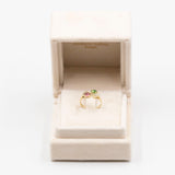 Anello vintage in oro giallo 14k con tormalina rosa e verde e diamanti, anni '70