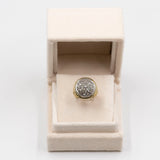 Anello vintage a toppa in oro giallo 18k e argento con diamanti taglio rosetta, anni '50