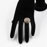 Anello vintage a toppa in oro giallo 18k e argento con diamanti taglio rosetta, anni '50