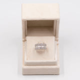 Anello vintage a fascia in platino 900 con diamanti di taglio brillante e baguette (2ctw)