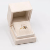 Anello vintage a fiore in oro giallo 14k con diamanti (1,45ctw), anni '70