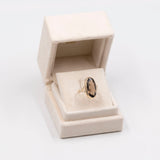 Anello vintage da cocktail in oro giallo 8k con quarzo fumè (8ct)