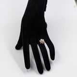 Anello vintage a fiore in oro giallo 14k con diamanti (1,45ctw), anni '70