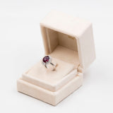 ANELLO A BALLERINA IN PLATINO 900 CON GRANATO NATURALE (3.86CT) E DIAMANTI (0.74CT)