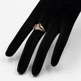 Anello vintage in oro giallo 14K con rubini (0.45ctw ca.) e diamanti (0.22ctw ca.), anni '70