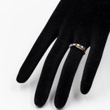 Anello vintage in oro giallo e bianco 9K con ametiste e diamanti