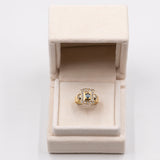 ANELLO VINTAGE IN ORO GIALLO 18K CON TOPAZIO (0.40CT CA.) E DIAMANTI DI TAGLIO BRILLANTE (0.20CTW CA.), ANNI ‘60/‘70