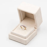 Anello vintage in oro giallo e bianco 9K con ametiste e diamanti