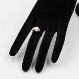 Anello vintage in oro bianco 18k con perla e diamanti, anni '60