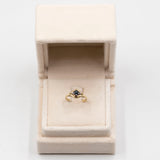 Anello vintage in oro giallo 14k con zaffiro e diamanti