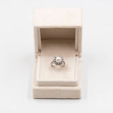 Anello vintage a fiore in oro 18k con perla e diamanti (1ctw), anni '60