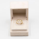 Anello vintage in oro giallo 14k con diamante (0,12ct), anni '70