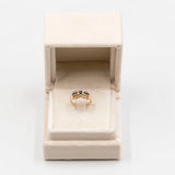 Anello vintage in oro giallo 14k con diamanti e zaffiri, anni '70