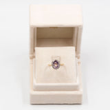 Anello vintage a margherita in oro giallo 9k con ametista (2ct) e diamanti (0,20ctw)
