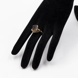 Anello vintage da cocktail in oro giallo 9k con quarzo fumè, anni '70