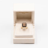 ANELLO IN ORO GIALLO 8K E QUARZO FUME' NATURALE