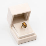 Anello vintage da cocktail in oro giallo 8k con occhio di tigre